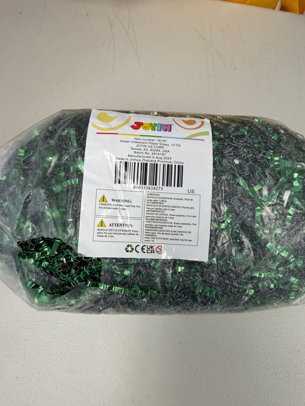 Joyin Green Metallic Curling Ribbon gift bag Filler green iridescent paper grass